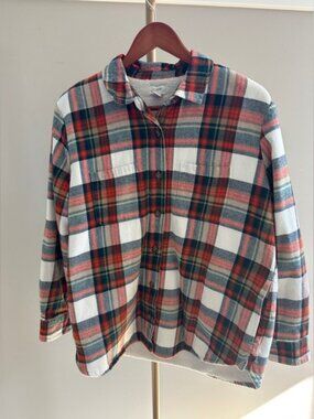 J.Crew Plaid Sherpa Lined Oversized Shacket Jacket Small Cotton Flannel